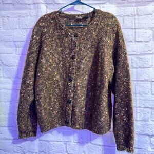 Paul St Duffier Brown Speckled Mohair blend SZ M cardigan - Gorgeous!